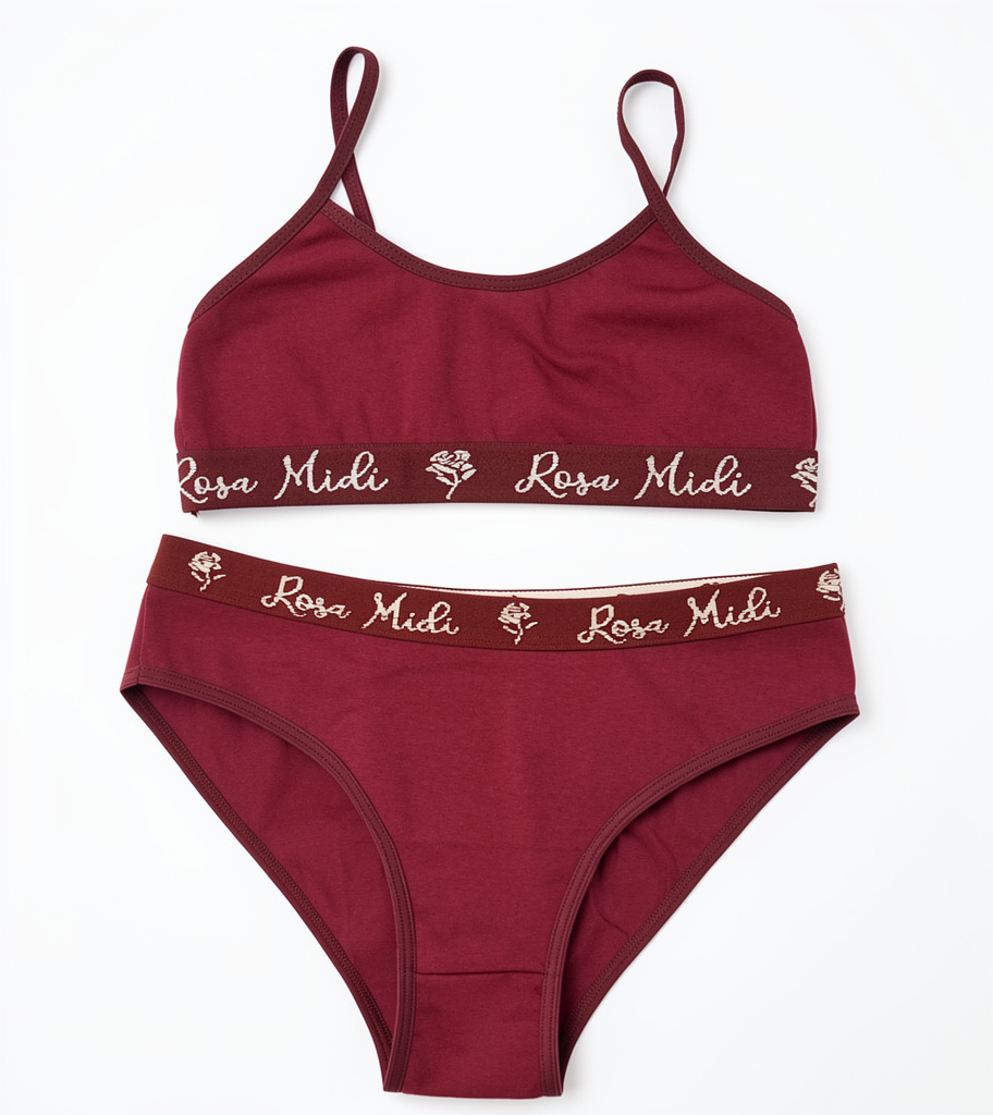 Conjunto Juvenil Top + Calcinha - G (bordô) - REF. 26