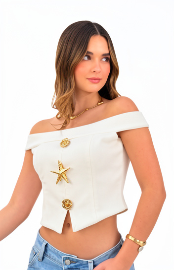 Top blanco hombros descubiertos