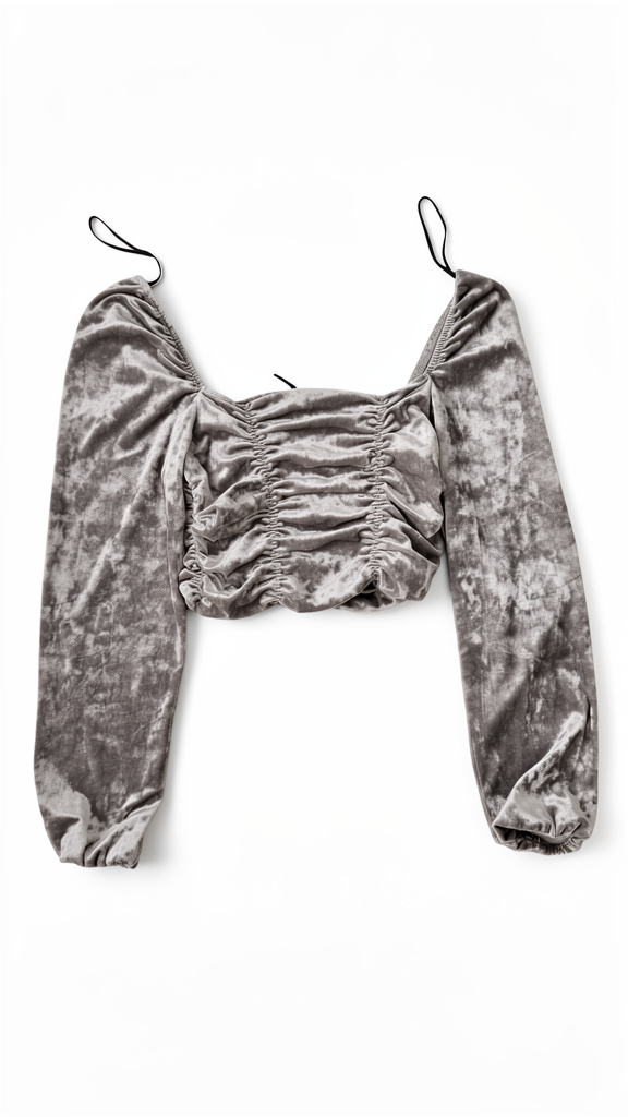 Top gris terciopelo