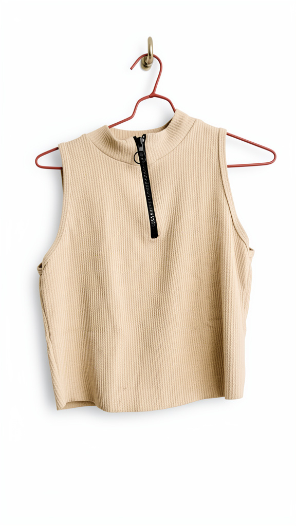 Top beige con cremallera