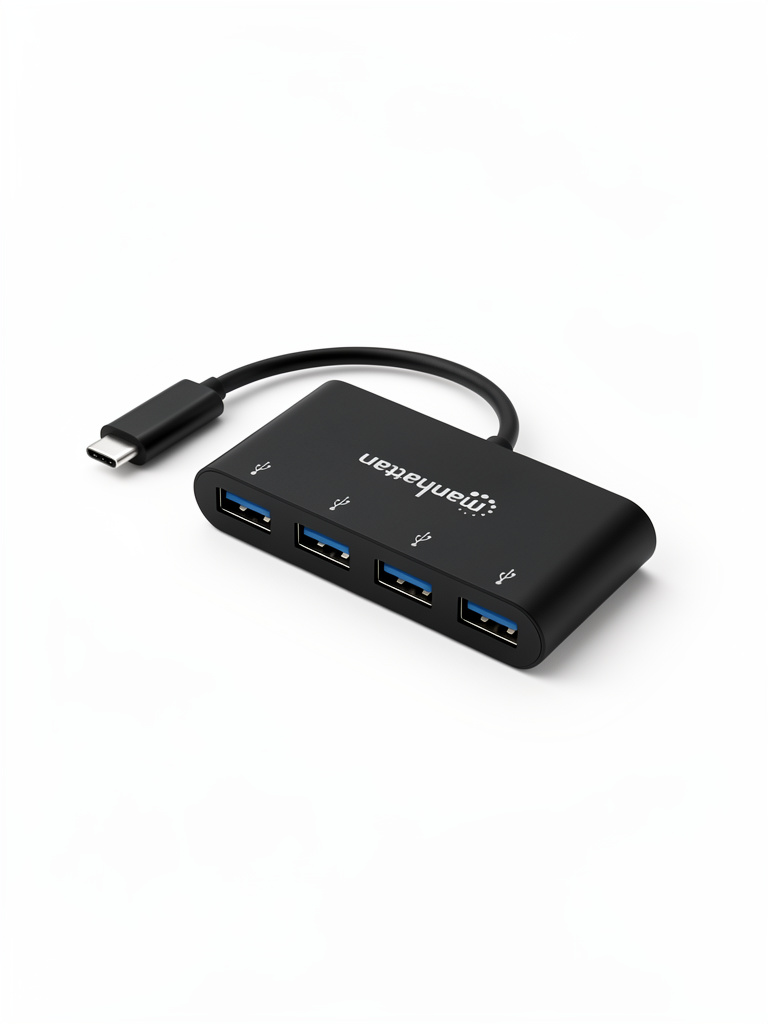 MANHATTAN 162746 HUB USB-C 4 PUERTOS TIPO-C A TIPO-A NEGRO
