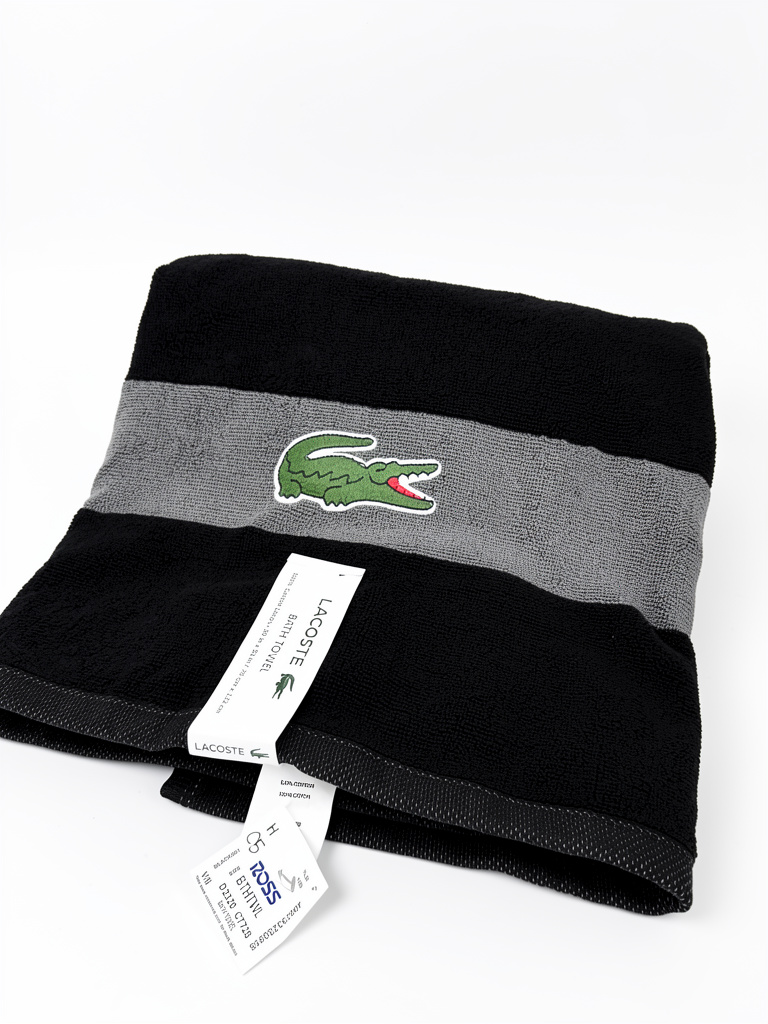 Toalla Lacoste negra tamaño grande