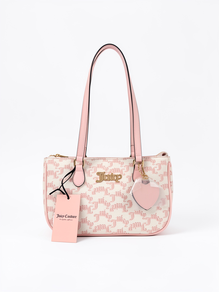 Baguette Juicy Couture Rosada monogram con asas largas