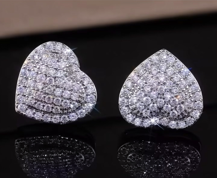 ARETES PEGADOS CORAZON FULL CIRCONES SILVER