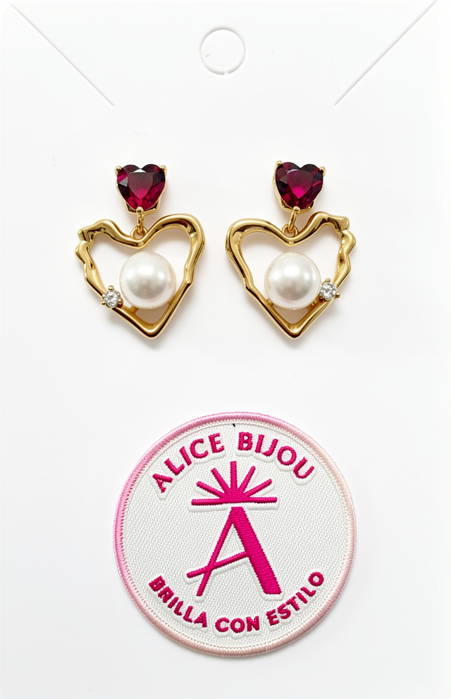ARETES POSTE XUPING CORAZON COLGANTE PERLA