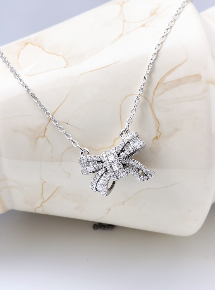 COLLAR LAZO FULL CIRCONES ACERO INOX. SILVER