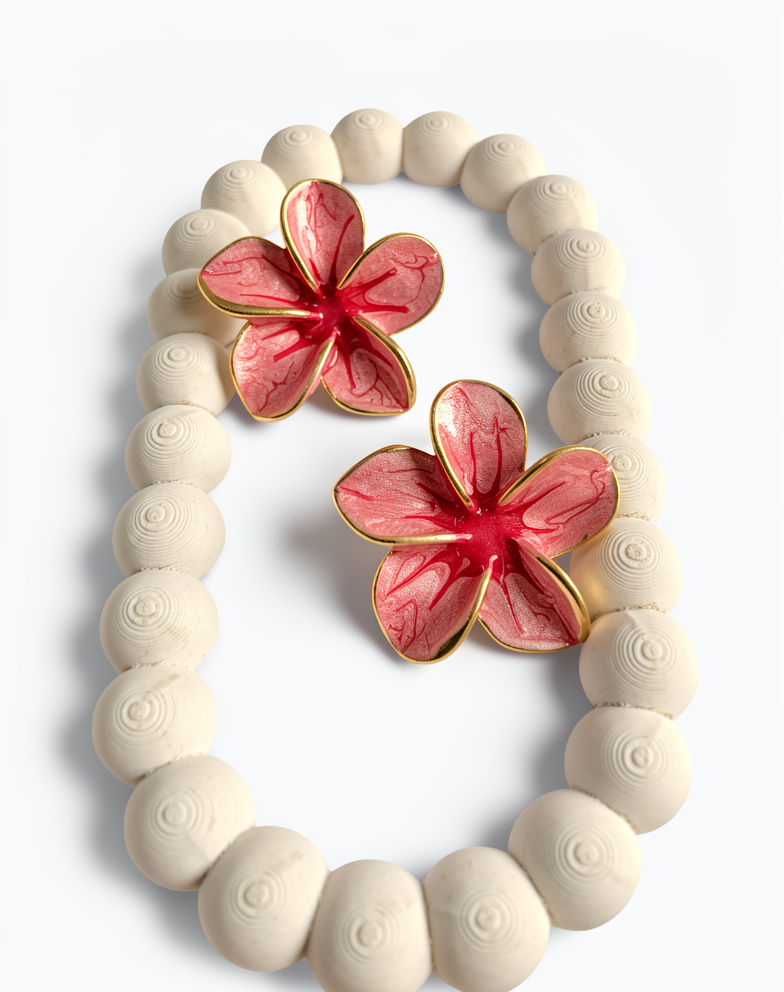 ARETES CHUNKY FLOR ROSA