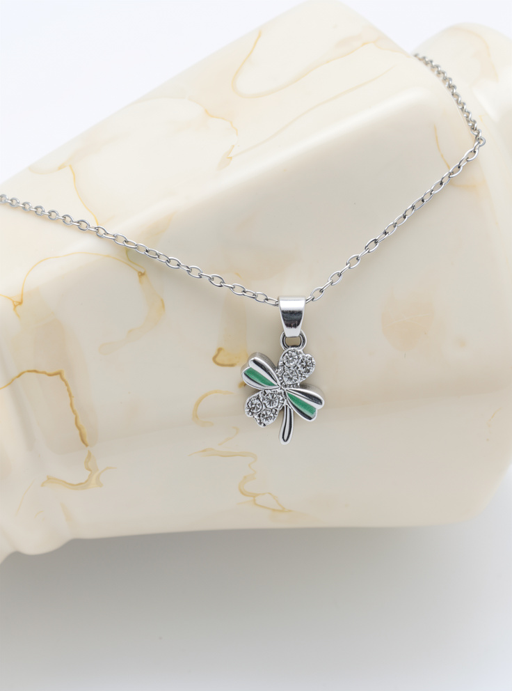 COLLAR TREBOL ACERO INOX. SILVER