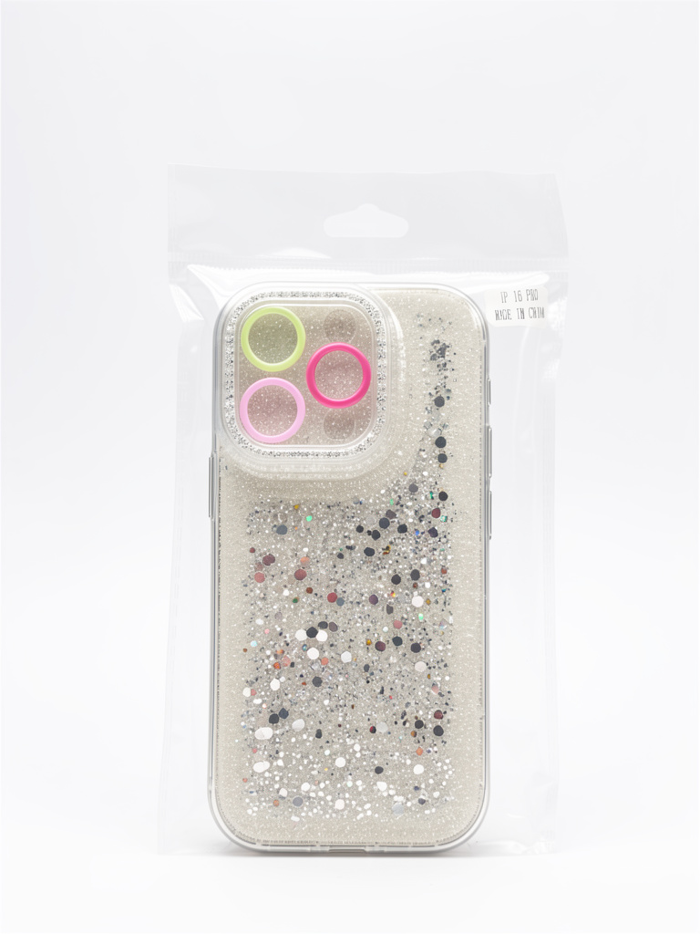 Funda iPhone 16 Pro glitter transparente