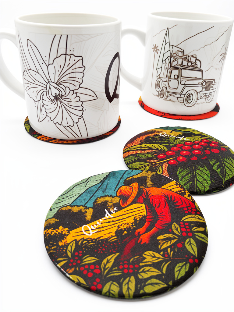 Combo x 4 Mug 6  + Posavasos