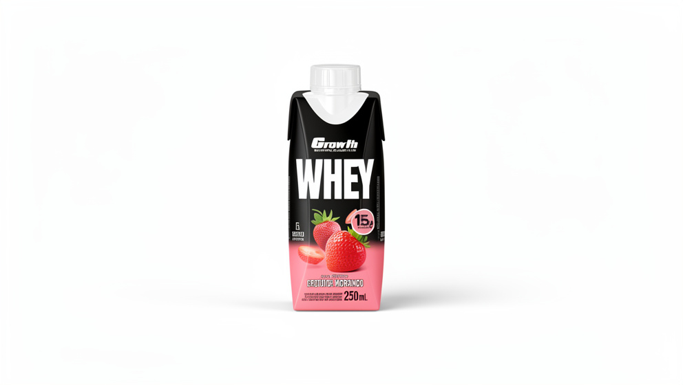 BEBIDA LÁCTEA UHT DE PROTEÍNAS WHEY GROWTH MORANGO 250ML