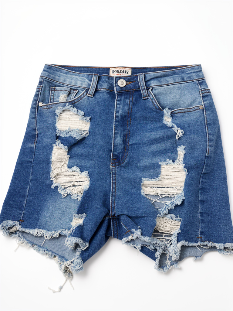 Short de jean azul desgastado