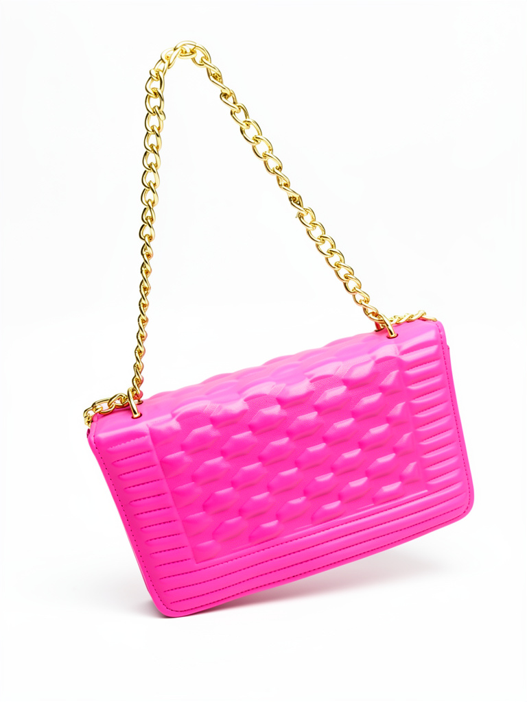 Cartera fucsia cadena dorada