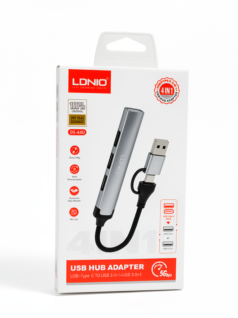 LDNIO hub USB gris 4 en 1