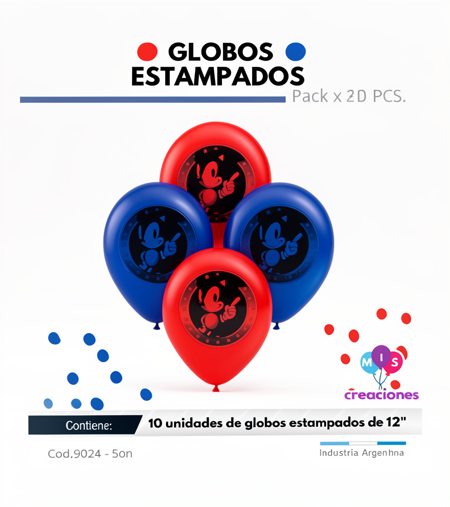 Globos estampados Sonic