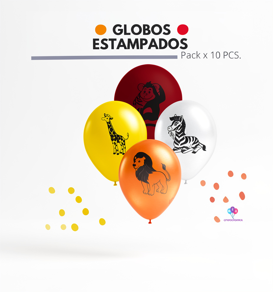 Globos estampados Animales de la Selva