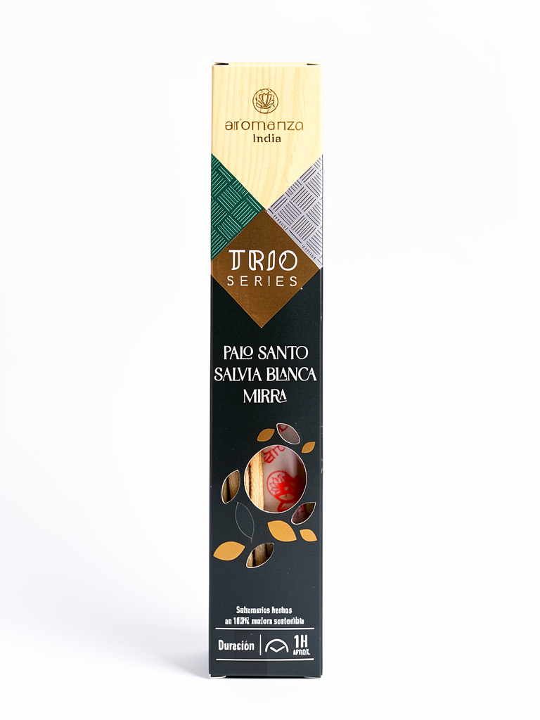 Sahumerios aromanza"trio series" palo santo-salvia blanca-mirra.