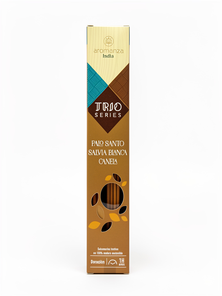 Sahumerios aromanza "trío series" palo santo-salvia blanca-canela.