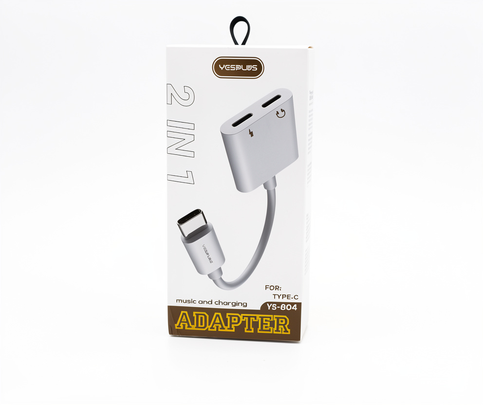 Adaptador Tipo C con salida para audífonos y cargador