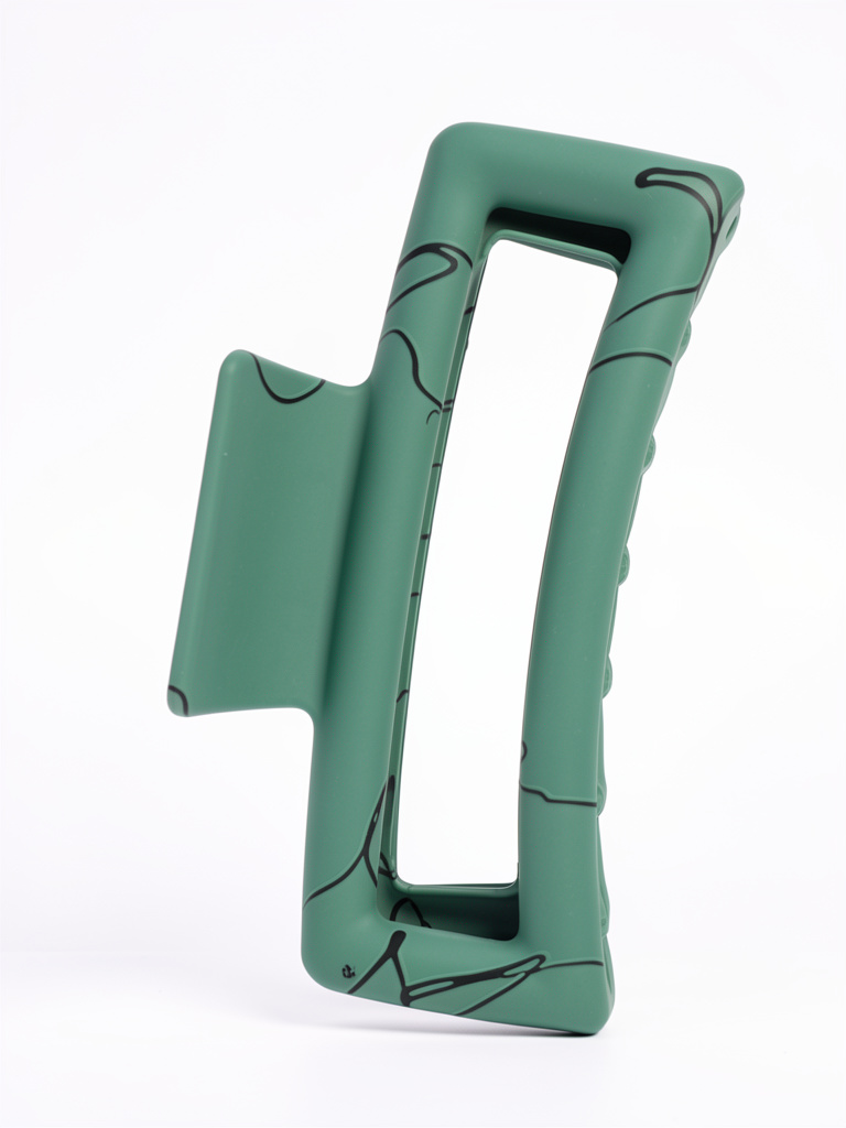 Broche Rectangular grande Veteado redondeado V