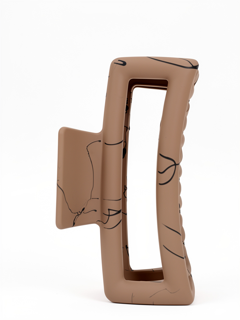Broche Rectangular grande Veteado redondeado M