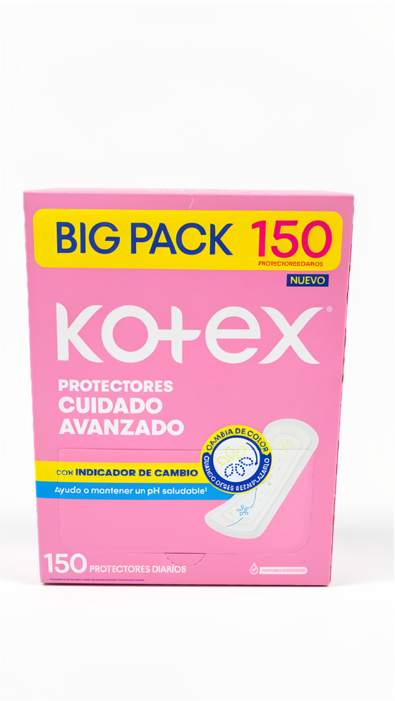 Protectores Kotex Cuidado Diario con inicador de cambio Big Pack X 150 Und