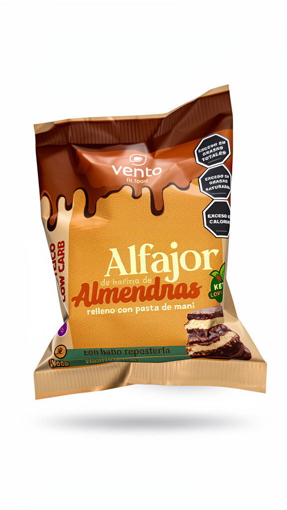 Alfajor de almendras relleno de pasta de maní