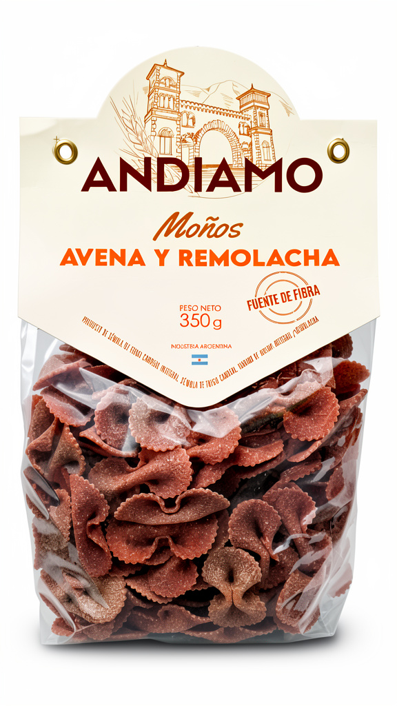 Fideo Andiamo Moños de Avena y Remolacha