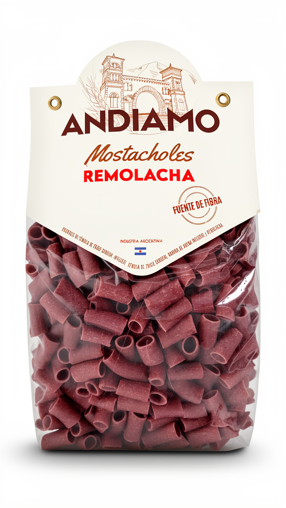 Fideos Andiamo Mostacholes sabor Remolacha