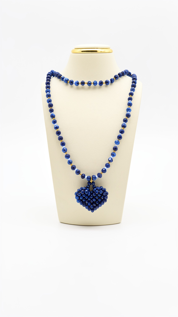 CLL08 - Collar azul con dije corazon