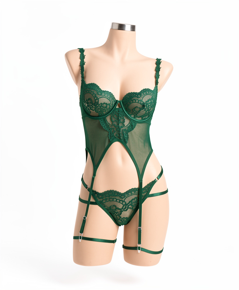 L Body de encaje Verde XS