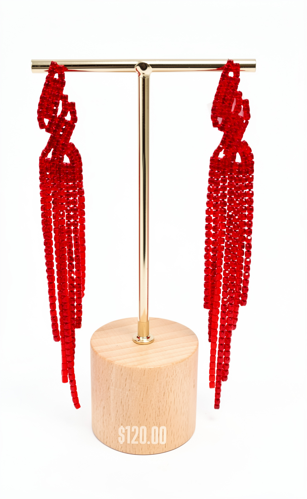 Aretes largos rojos con cuentas