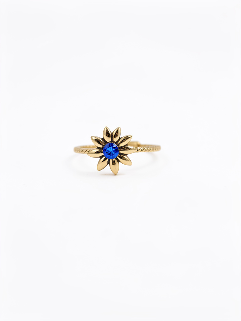 Anillo de flor azul
