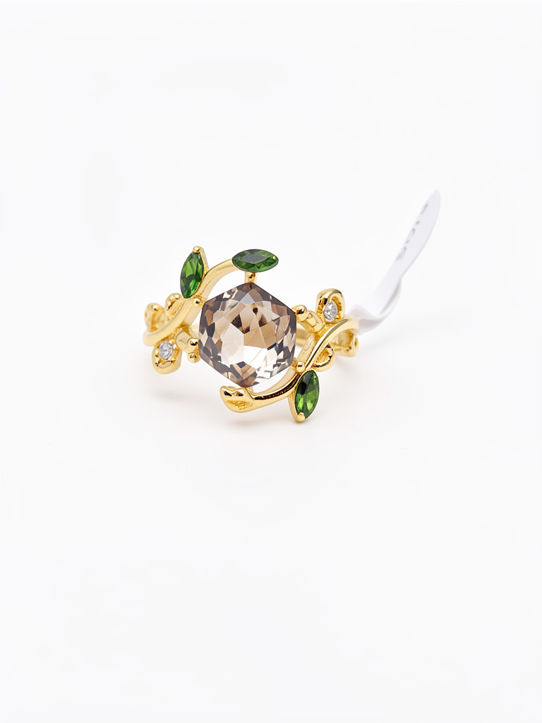 Anillo  hojas y cristal