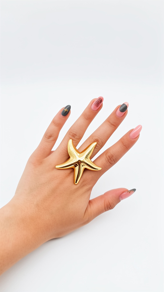 Anillo de strella de mar dorado