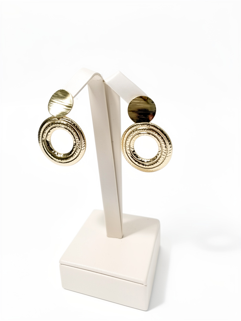 Aros colgante doble circulo texturizado
