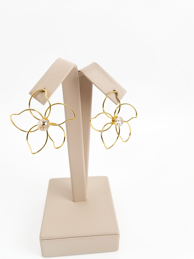 Aros flor alambre con cristal