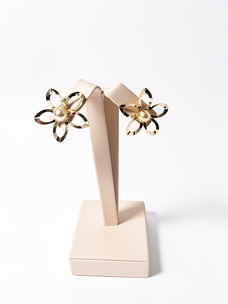 Aros flor calada y perla