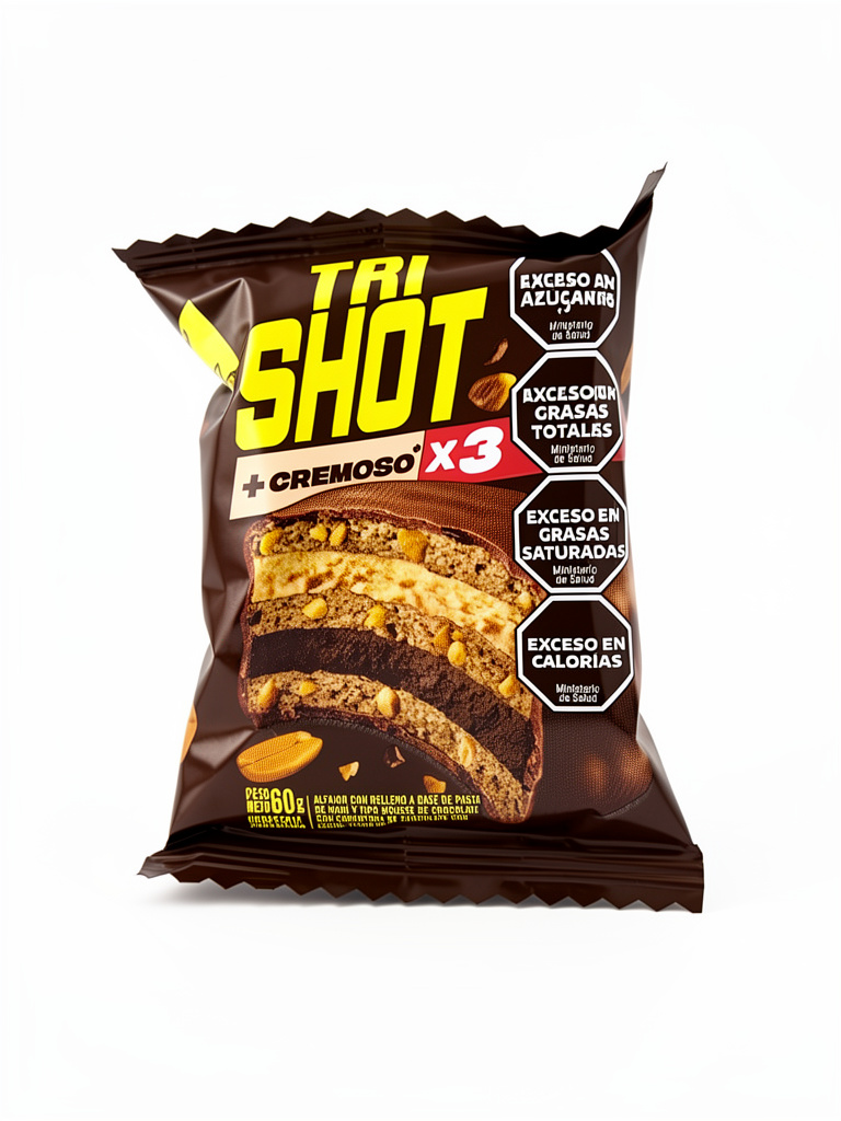 ALFAJOR TRI SHOT NEGRO