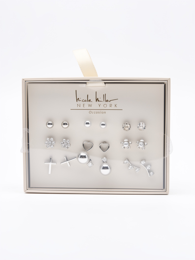 Nicole Miller aretes plateados