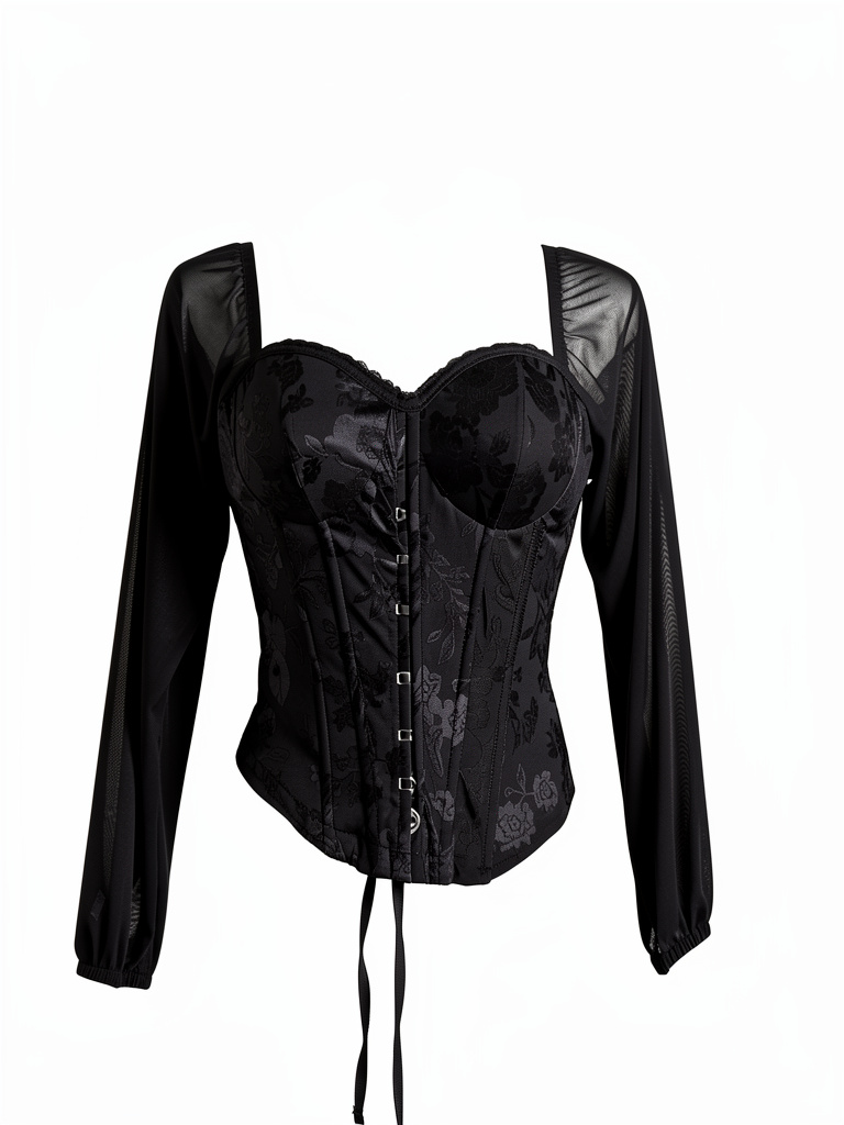 Corset negro manga larga