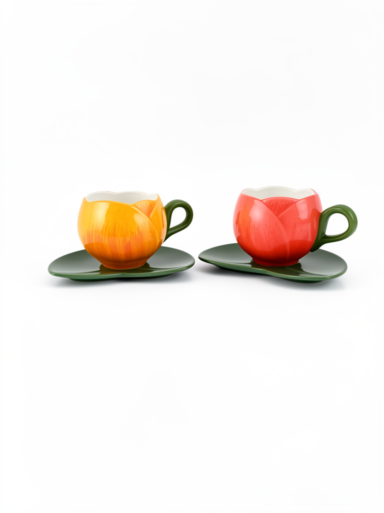 TAZA TULIPÁN PLATILLO VERDE