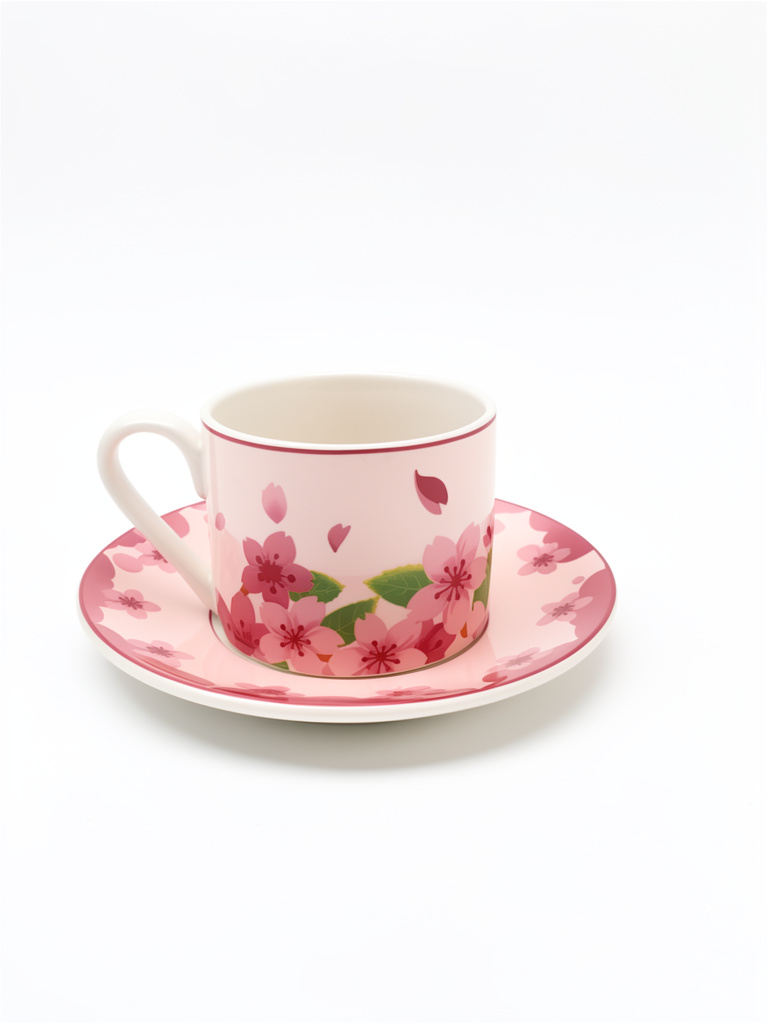 TAZAS CON PLATILLO, FLORES Y TULIPÁN
