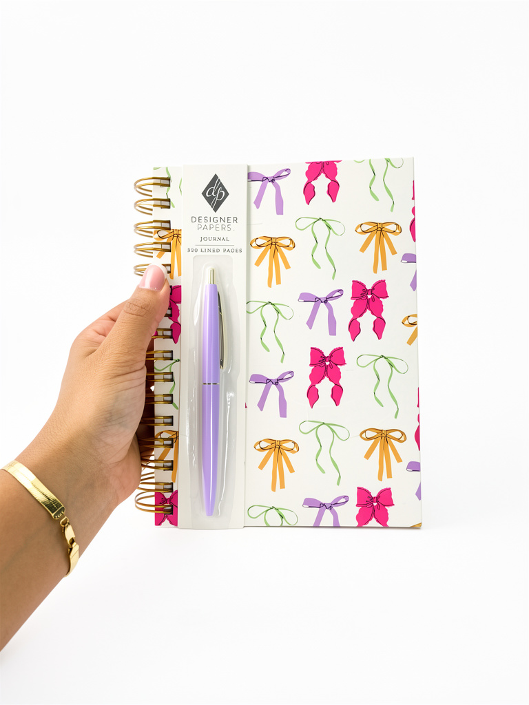 LIBRETA CON LAPICERO LAZO COQUETTE MULTICOLOR