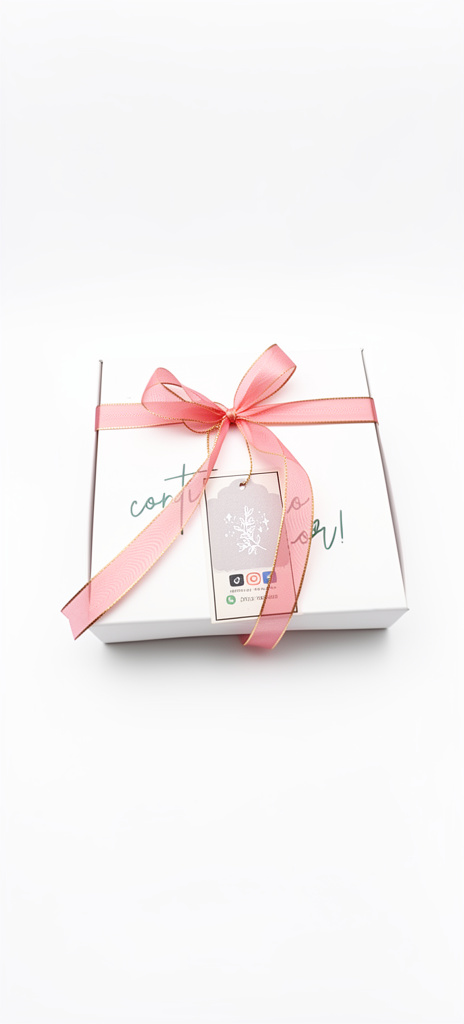 Caja regalo blanca con lazo rosa