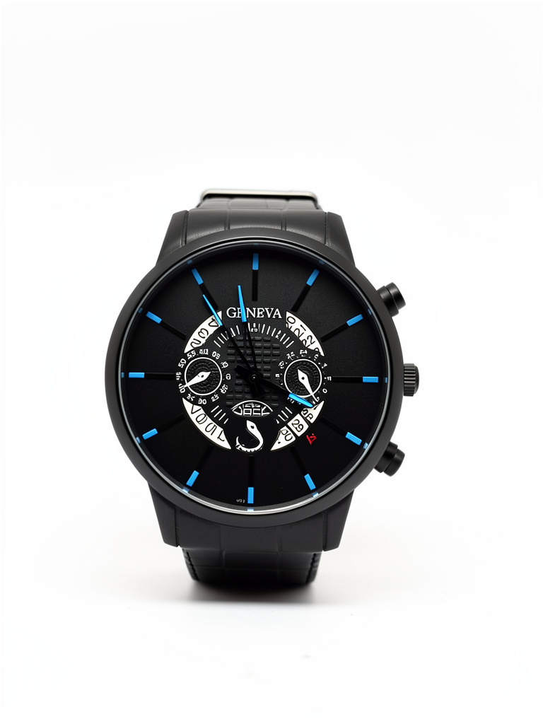 Relógio geneva preto e azul