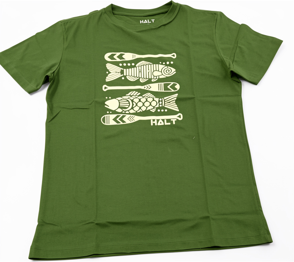 T.shirt verde militar peixe