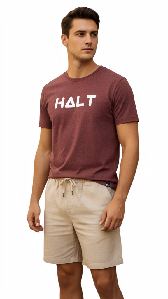 T.shirt bordô mescla Halt
