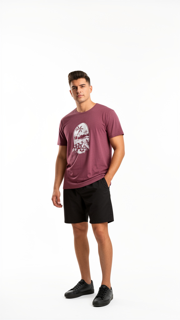 T.shirt bordô mescla Hawai