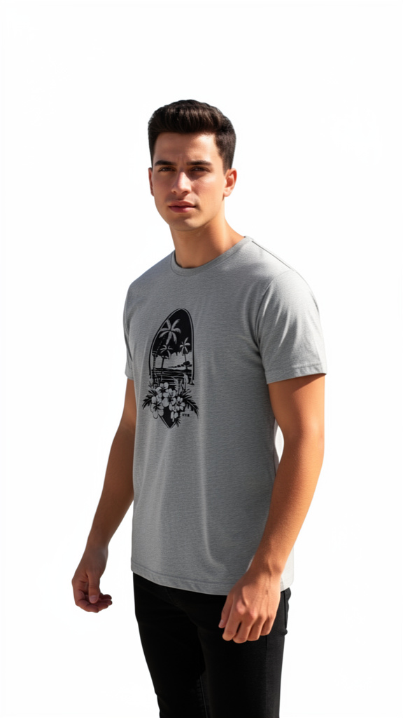 T.shirt cinza claro mescla Hawai